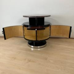 Revolving round Art Deco Side Table Black Lacquer Marble France circa 1930 - 4219673