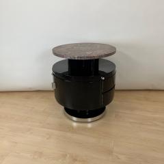 Revolving round Art Deco Side Table Black Lacquer Marble France circa 1930 - 4219678