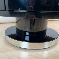 Revolving round Art Deco Side Table Black Lacquer Marble France circa 1930 - 4219679