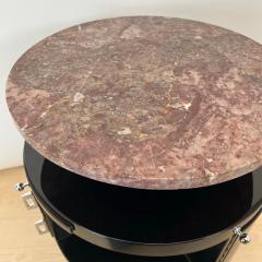 Revolving round Art Deco Side Table Black Lacquer Marble France circa 1930 - 4219680