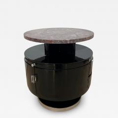 Revolving round Art Deco Side Table Black Lacquer Marble France circa 1930 - 4221973