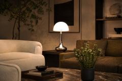 Rewired Brazilian Modern Table Lamp in Chrome Metal and Acrylic Shade - 4597001