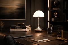 Rewired Brazilian Modern Table Lamp in Chrome Metal and Acrylic Shade - 4597005