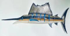 Rexx Fisher Unique Glazed Ceramic Sailfish Wall Sculpture by Florida Artist Rexx Fisher 1 1 - 3798706