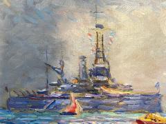 Reynolds Beal Impressionist Oil Painting USS Utah Rockport Mass American 1928 - 4021202