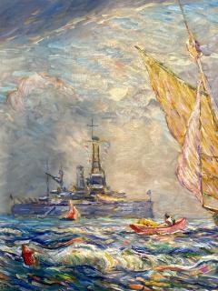 Reynolds Beal Impressionist Oil Painting USS Utah Rockport Mass American 1928 - 4021207