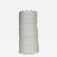 Ribbed White Ceramic Vase - 4709414