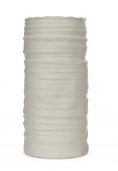 Ribbed White Ceramic Vase - 4669741