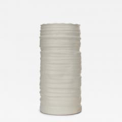 Ribbed White Ceramic Vase - 4709415