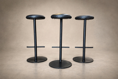 Ricardo Fasanello Ricardo Fasanello Ciranda Bar Stools in Black Steel Leather Set of Three - 4745897