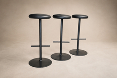 Ricardo Fasanello Ricardo Fasanello Ciranda Bar Stools in Black Steel Leather Set of Three - 4745902