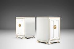 Ricardo Lynn Exceptional Pair of Ricard Lynn Side Cabinets End Tables with Gold Trim - 2612662