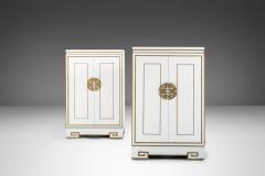 Ricardo Lynn Exceptional Pair of Ricard Lynn Side Cabinets End Tables with Gold Trim - 2612664