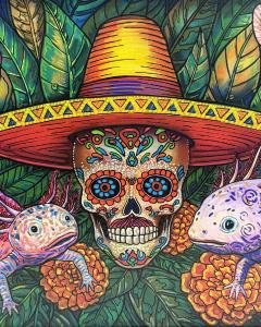 Ricardo Maya Contemporary Mexican Folk Art D a de los Muertos Painting - 4711680