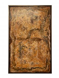 Ricardo Rumi Framed Abstract Oil on Canvas titled Fossil Diptych  - 4514768