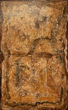 Ricardo Rumi Framed Abstract Oil on Canvas titled Fossil Diptych  - 4528788