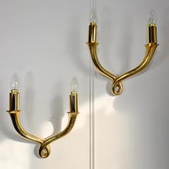 Riccardo Scarpa Pair of Polished Bronze Wall Lights by Riccardo Scarpa Fully Signed - 3042045