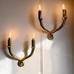 Riccardo Scarpa Pair of Polished Bronze Wall Lights by Riccardo Scarpa Fully Signed - 3042049
