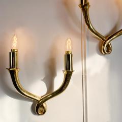Riccardo Scarpa Pair of Polished Bronze Wall Lights by Riccardo Scarpa Fully Signed - 3042053