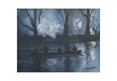 Richard Barnard Chalfant Oil on Panel Entitled Drifting in the Shadows  - 1326423