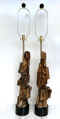 Richard Barr Monumental Tall Richard Barr Brutalist Laurel Table Lamps Restored Pair - 3516461