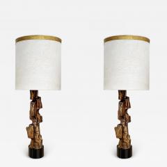 Richard Barr Monumental Tall Richard Barr Brutalist Laurel Table Lamps Restored Pair - 3540624