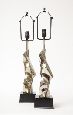 Richard Barr Pair of Brutalist Chrome Table Lamps by Richard Barr for Laurel 1960s - 1937066