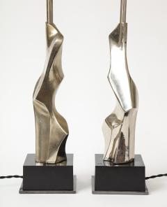 Richard Barr Pair of Brutalist Chrome Table Lamps by Richard Barr for Laurel 1960s - 1937069