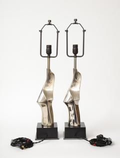 Richard Barr Pair of Brutalist Chrome Table Lamps by Richard Barr for Laurel 1960s - 1937072