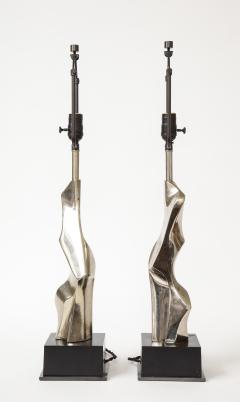 Richard Barr Pair of Brutalist Chrome Table Lamps by Richard Barr for Laurel 1960s - 1937073