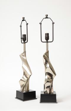 Richard Barr Pair of Brutalist Chrome Table Lamps by Richard Barr for Laurel 1960s - 1937074