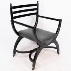 Richard Charles Richard Charles Aesthetic Movement Ebonised Elbow Chair with X Frame Stretcher - 4185831