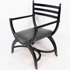 Richard Charles Richard Charles Aesthetic Movement Ebonised Elbow Chair with X Frame Stretcher - 4185833