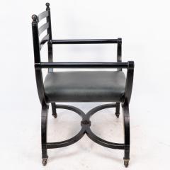 Richard Charles Richard Charles Aesthetic Movement Ebonised Elbow Chair with X Frame Stretcher - 4185834