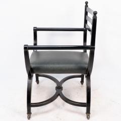 Richard Charles Richard Charles Aesthetic Movement Ebonised Elbow Chair with X Frame Stretcher - 4185835