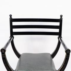 Richard Charles Richard Charles Aesthetic Movement Ebonised Elbow Chair with X Frame Stretcher - 4185836
