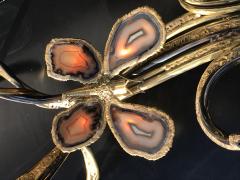 Richard Esabelle Faure Illuminated Butterfly Agate and Brass Coffee Table attr Jacques Duval Brasseur - 439870