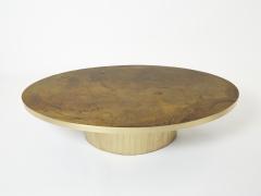 Richard Esabelle Faure Large oval Isabelle and Richard Faure oxidized brass coffee table 1970s - 2678819