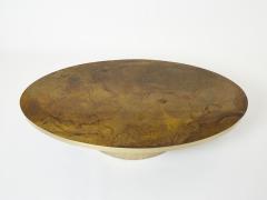 Richard Esabelle Faure Large oval Isabelle and Richard Faure oxidized brass coffee table 1970s - 2678820