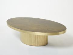 Richard Esabelle Faure Large oval Isabelle and Richard Faure oxidized brass coffee table 1970s - 2678822