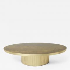 Richard Esabelle Faure Large oval Isabelle and Richard Faure oxidized brass coffee table 1970s - 2699706