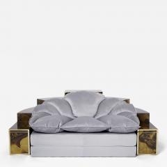 Richard Esabelle Faure Unique Isabelle Richard Faure oxidized brass velvet sofa bed 1970s - 2948599