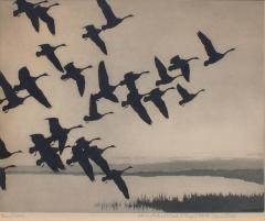 Richard Evett Bishop Dawn at Currituck Geese in Flight - 4221137