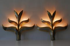 Richard Faure Set of Two Huge Brass Foliage Wall Lamps or Sconces by Richard Faure 1970s - 1819115