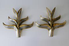 Richard Faure Set of Two Huge Brass Foliage Wall Lamps or Sconces by Richard Faure 1970s - 1819116