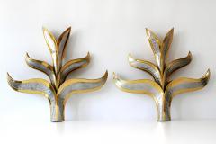 Richard Faure Set of Two Huge Brass Foliage Wall Lamps or Sconces by Richard Faure 1970s - 1819117