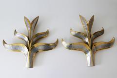 Richard Faure Set of Two Huge Brass Foliage Wall Lamps or Sconces by Richard Faure 1970s - 1819125