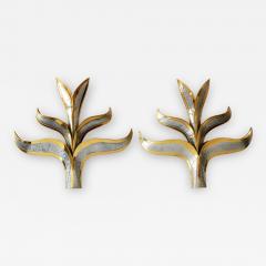 Richard Faure Set of Two Huge Brass Foliage Wall Lamps or Sconces by Richard Faure 1970s - 1821606