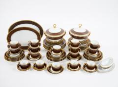 Richard Ginori Brown Gold Trimmed Extensive Dinnerware Service Of 99 Pieces - 3307312