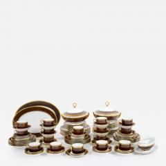 Richard Ginori Brown Gold Trimmed Extensive Dinnerware Service Of 99 Pieces - 3308681